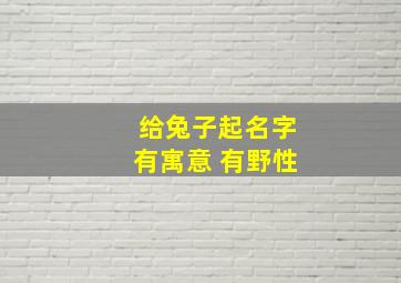 给兔子起名字有寓意 有野性